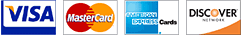 We accept Visa, Mastercard, American Express and Discover Card